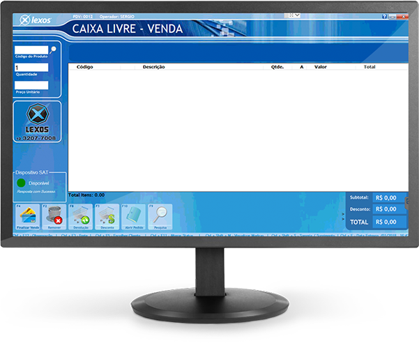 Monitor com o software Lexos aberto